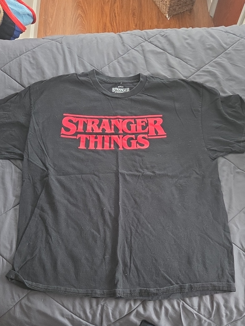 Black Short-Sleeve Tee with Red Logo